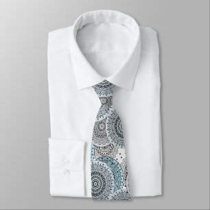 Gravata Retro, padrão retrô, azul e cinza, elegante