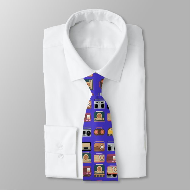 Gravata retro radios elegante vintage dj music tie (Amarrado)