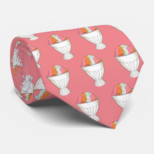 Gravata Retro Rainbow Sherbet Sorvete Dessert Coral