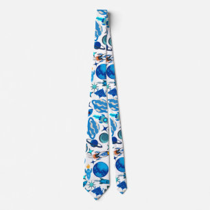 Gravata Retro Rockets no espaço. BG branco