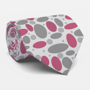Gravata retro, sessenta, bolinhas, cinzas e rosa, polka d