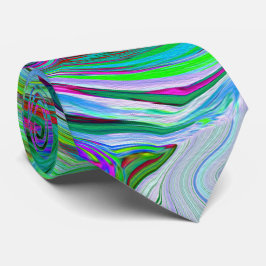 Gravata Retro Verde, Vermelho e Magenta Swirl Abstrato Gro