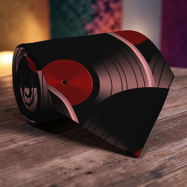 Gravata Retro Vinyl Record Pop Culture Necktie Necktie Tie