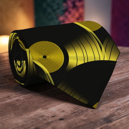 Gravata Retro Vinyl Record Pop Culture Necktie Necktie Tie