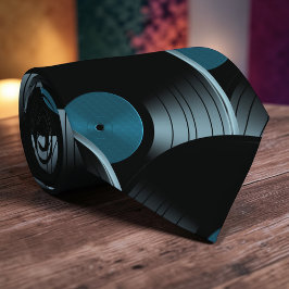 Gravata Retro Vinyl Record Pop Culture Necktie Necktie Tie