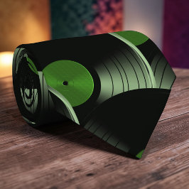 Gravata Retro Vinyl Record Pop Culture Necktie Necktie Tie