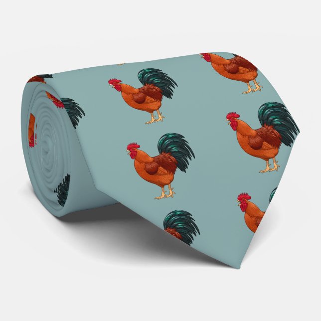 Gravata Rhode Island Red Rooster Crowing (Rolled)