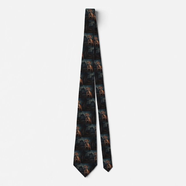 Gravata Rhodesian Ridgeback Halloween Assustador (Frente)