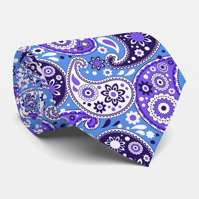 Gravata Rico de Rodeo do Blue Purple Bandana Paisley (Rolled)