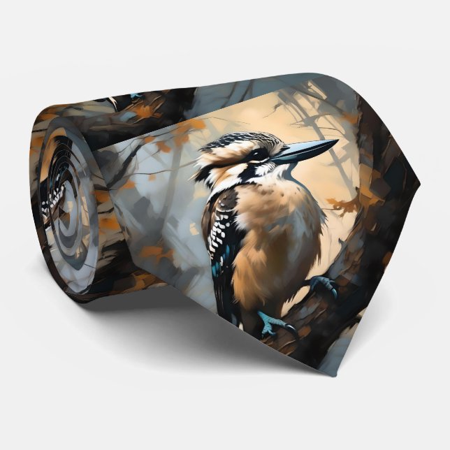 Gravata Risos charmosos: Kookaburra na pintura a óleo (Rolled)