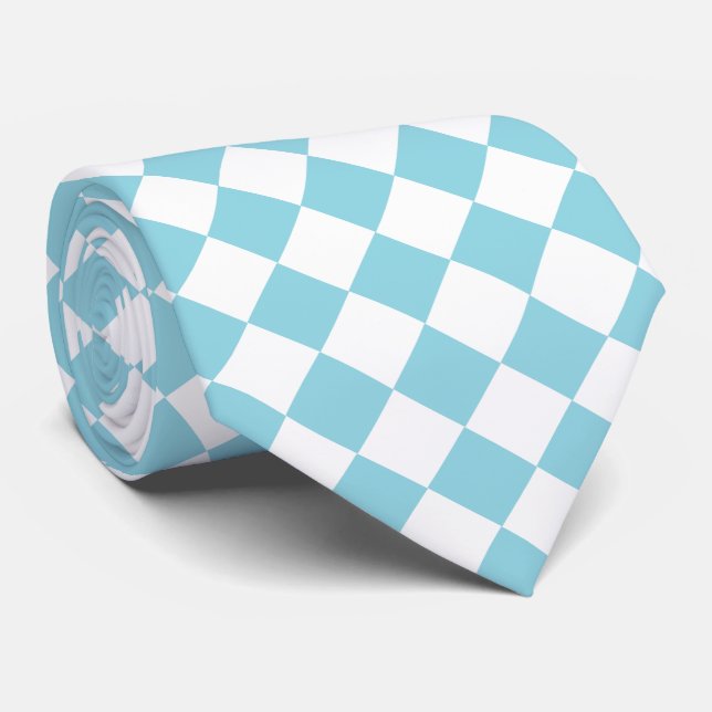 Gravata Robin Egg Blue e White Chevron Padrão Clássico (Rolled)