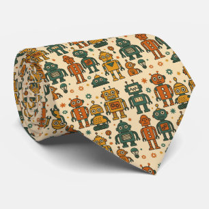 Gravata Robôs Retrô Brinquedos Antigos Robôs e Carros