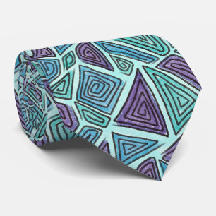 Gravata Rochas Geométricas, Púrpura, Azul, Aqua, Turquesa