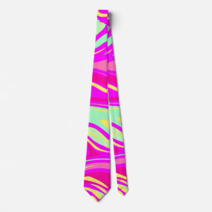 Gravata Rochas rosa, magenta, verde-mint e amarelo