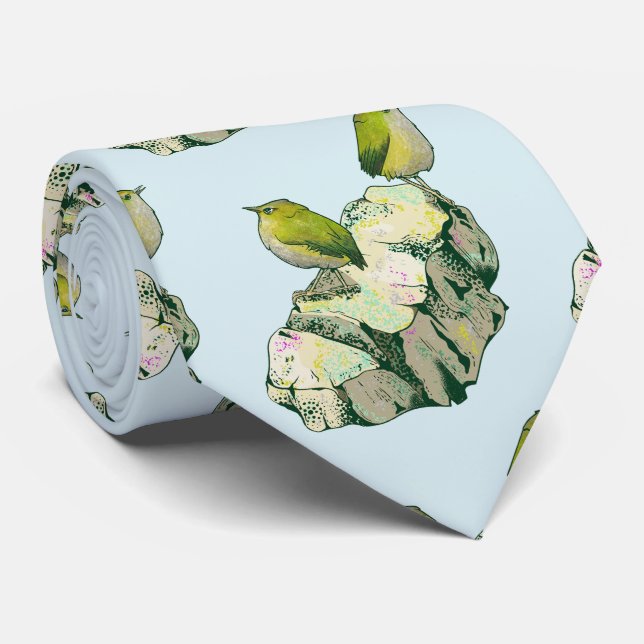 Gravata Rock Wren Pássaros Nova Zelândia (Rolled)