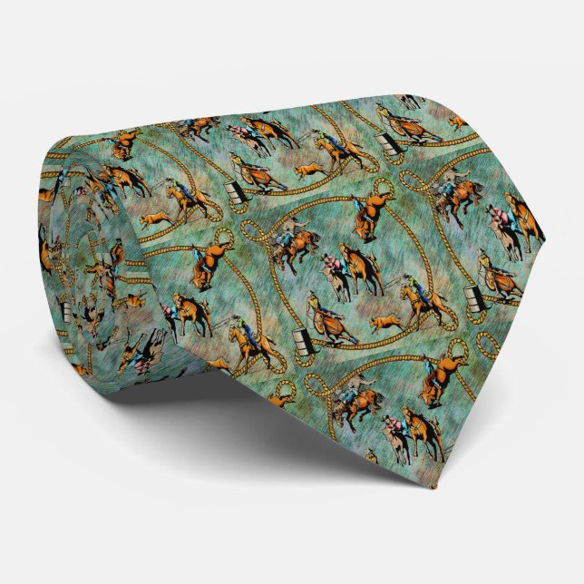 Gravata Rodeio Ocidental Cena Cowboy Cavalos de Cowboy (Rolled)