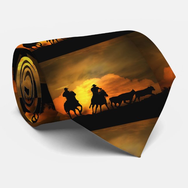 Gravata Roping Cowboys Roundup Steers País Ocidental (Rolled)