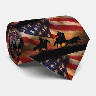 Gravata Roping Rustic Cowboys e Bandeira Americana