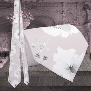 Gravata Rosa Bege Poeira Branco Jardim Peônia Casamento