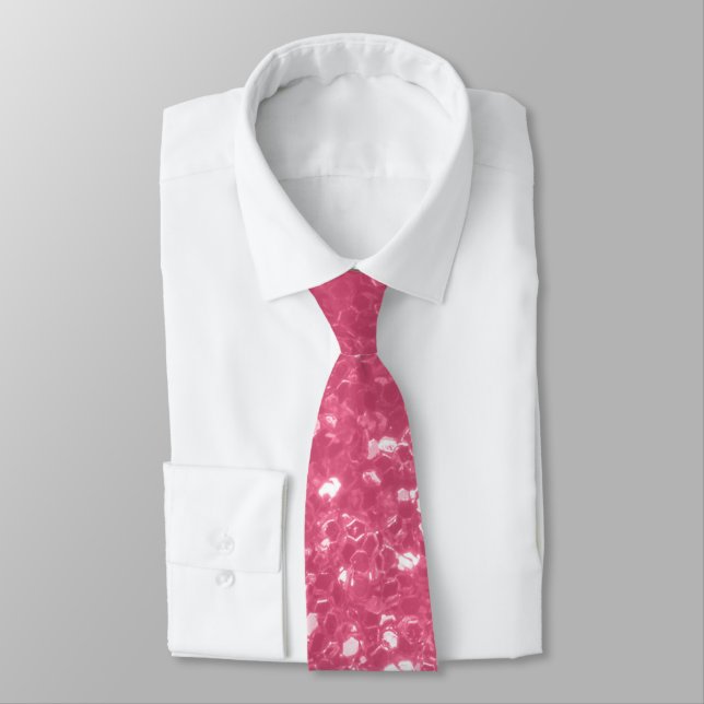 Gravata Rosa claro rosa falso brilho glitter (Amarrado)