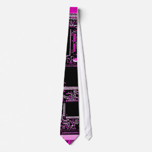 Gravata rosa com circuito