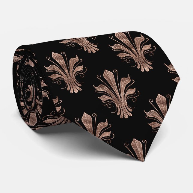 Gravata Rosa de ouro vitoriano padrão negro de pescoço (Rolled)