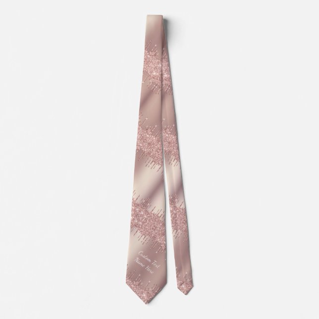 Gravata Rosa Dourada Glitter Sparkly Tie com Texto Persona (Frente)