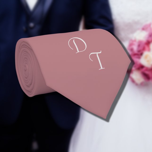 Gravata Rosa Dusty - seus monogramas (Criador carregado)