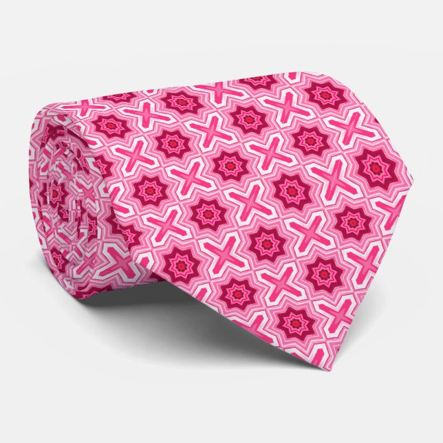 Gravata Rosa e Branco do Dia dos Namorados (Rolled)