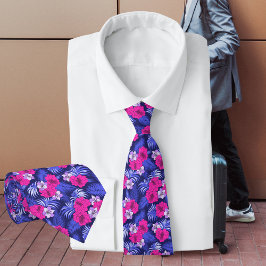 Gravata Rosa e Roxo Tropical