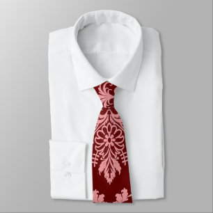 Gravata Rosa em Maroon Damask