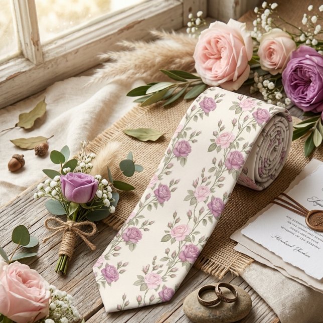 Gravata Rosa Floral Pastel Rosa Suave (Criador carregado)