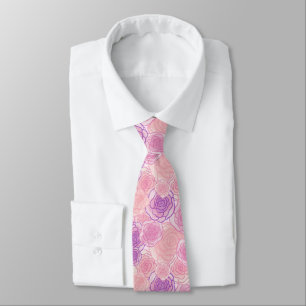 Gravata Rosa Floral Rosa Vintage