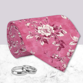Gravata Rosa Floral Vintage Chinoiserie Rosa