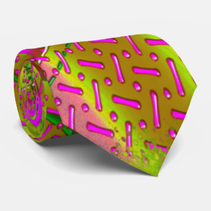 Gravata Rosa & Fractal de vidro fundido Dichroic Dourado