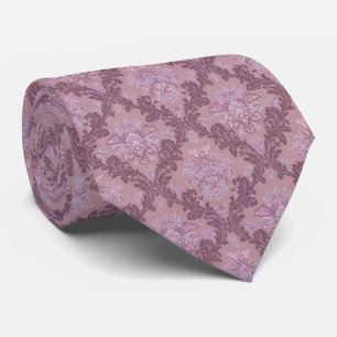 Gravata Rosa Lavanda Empoeirada Lilás Mauve Damask Elegant