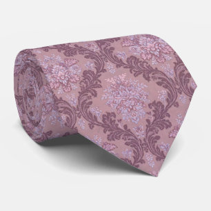 Gravata Rosa Lavanda Empoeirada Lilás Mauve Damask Elegant