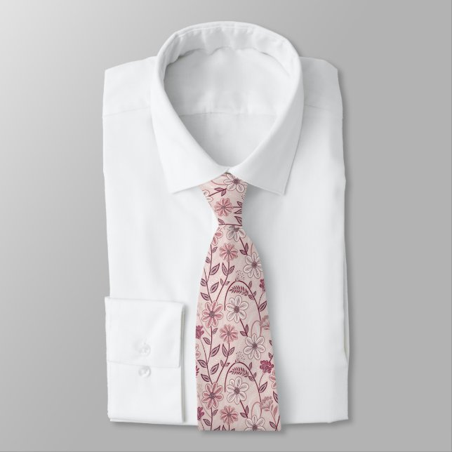 Gravata Rosa Ousada para Homens que Seguem a Moda (Amarrado)