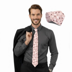 Gravata Rosa Pálido com Padrão de Estrelas e Triân