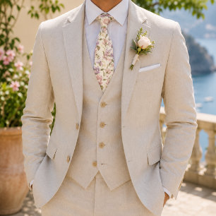 Gravata Rosa Peônia Bege Casamento Jardim Inglês