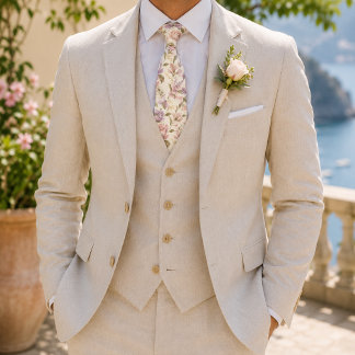 Gravata Rosa Peônia Bege Casamento Jardim Inglês