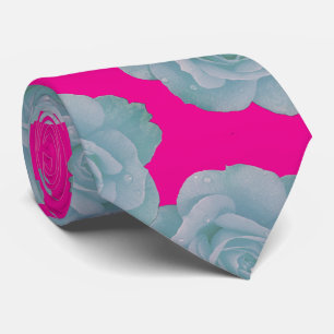 Gravata Rosa Quente Azul Empolado Floral Rosa Presente Vin