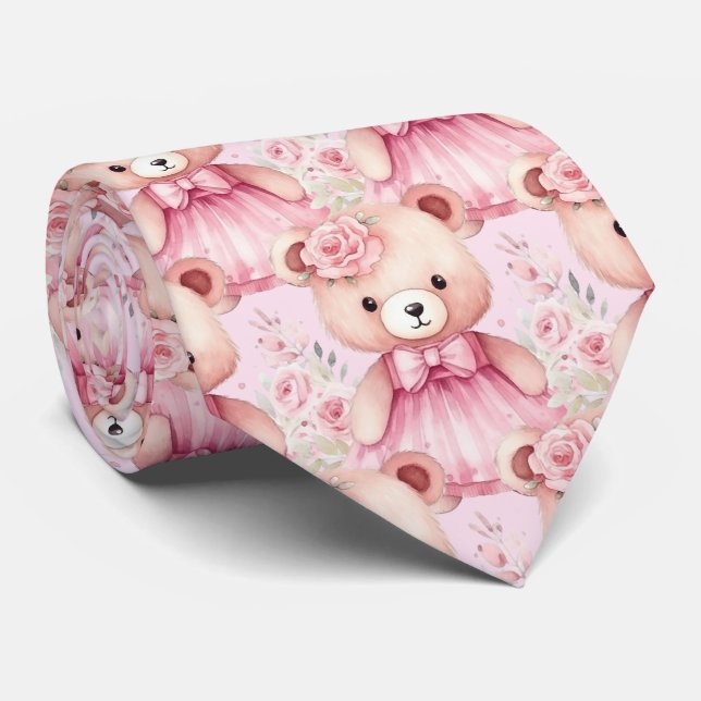 Gravata Rosa Teddy Bear (Rolled)