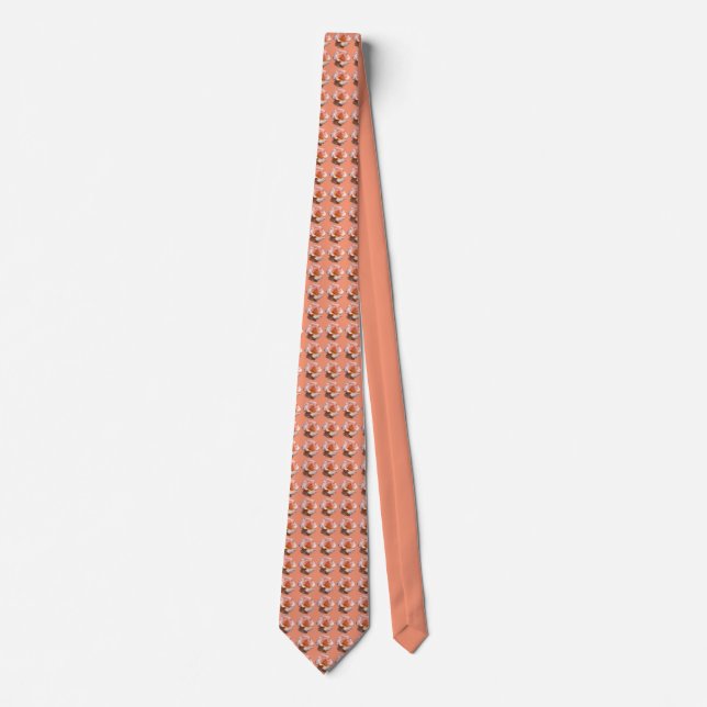 Gravata Rosa Tie Peach Rosa Neckties Wild Rosa (Frente)