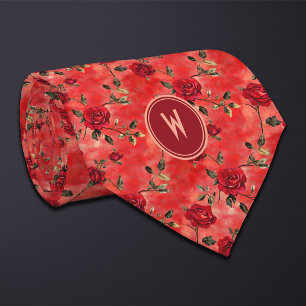 Gravata Rosa vermelha Floral