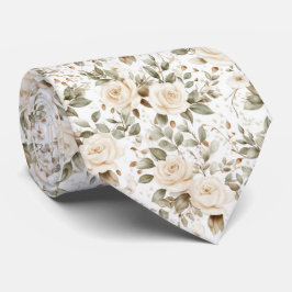 Gravata Rosas Brancas em Branco