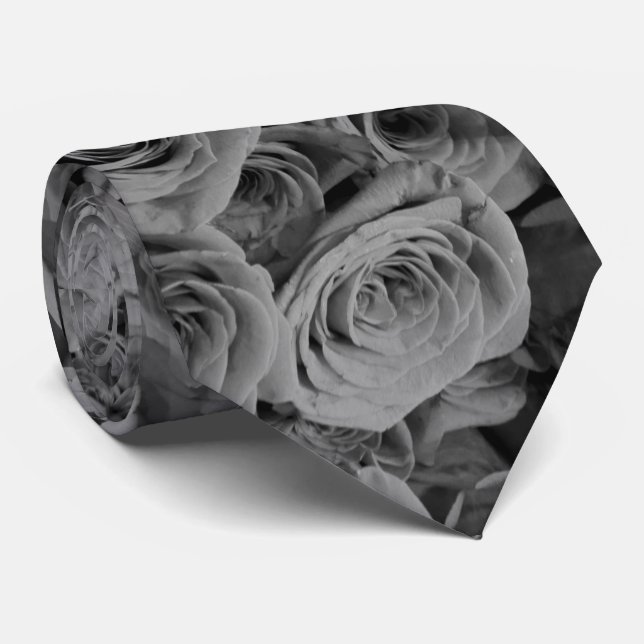 Gravata Rosas cinzas (Rolled)