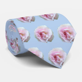 Gravata Rosas cor-de-rosa no padrão floral azul claro