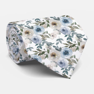 Gravata Rosas de Aquarela Azul