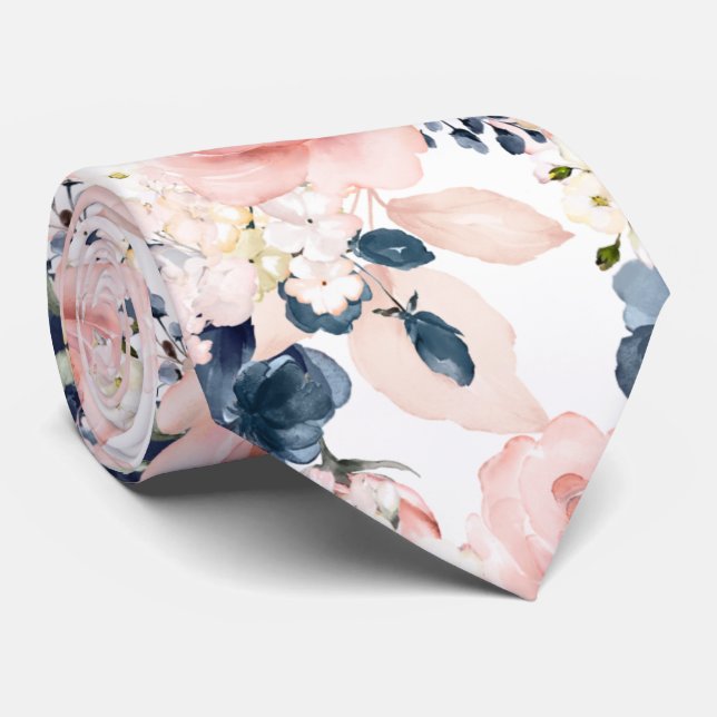 Gravata Rosas de Marinho Blush H2 PixDezines com plano de  (Rolled)